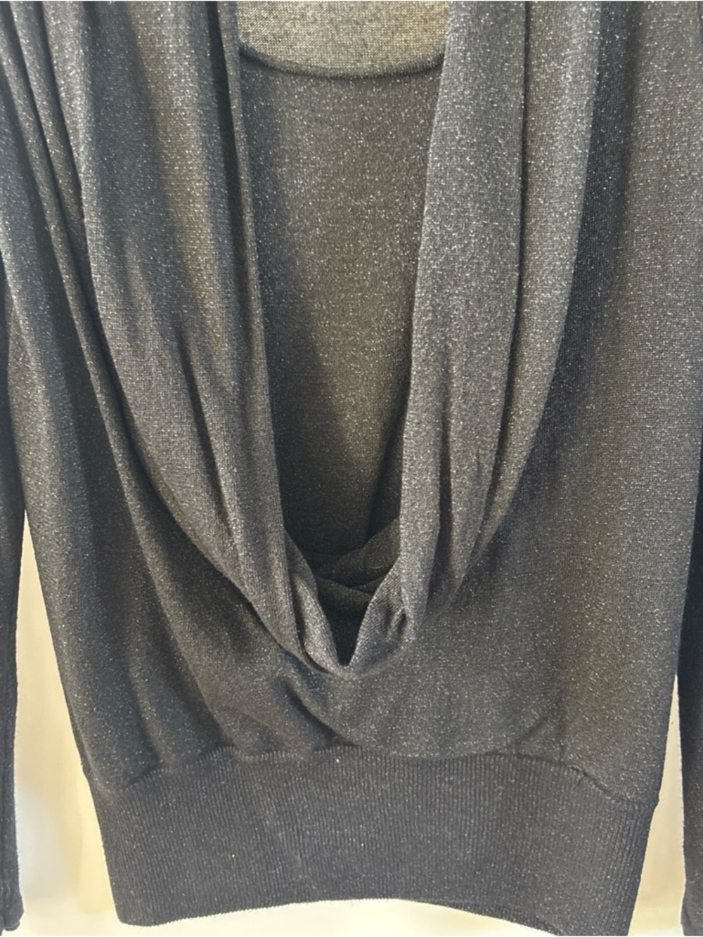 INC Women's Black Metallic Drape Front Sweater Top, Large - Picture 3 of 5